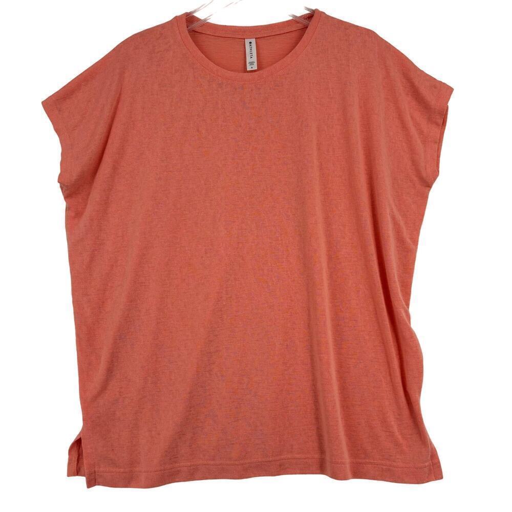 Athleta Release Tee Shirt Cap Sleeve Boxy Oversized Modal Blend Island Coral XS